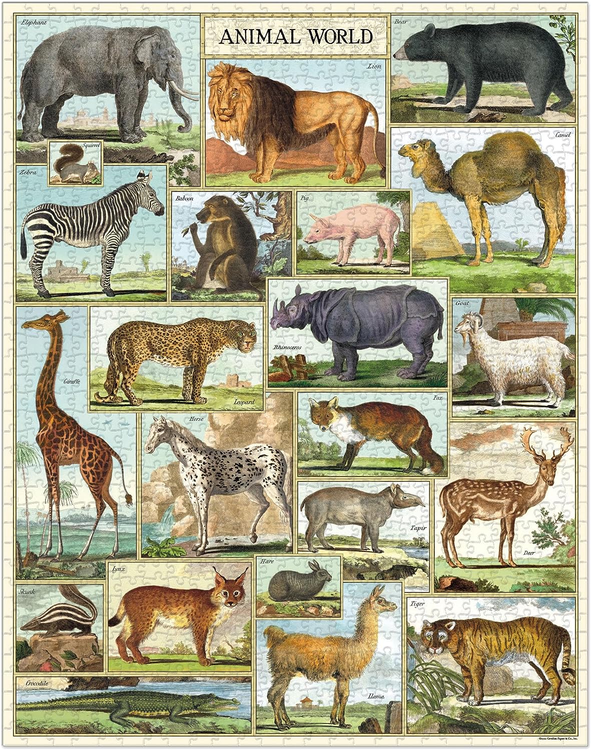 Cavallini Vintage Puzzle "Animal World"