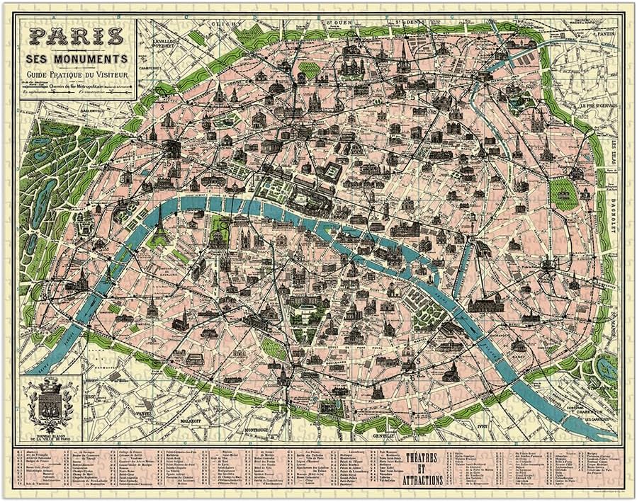 Cavallini Vintage Puzzle Map of Paris